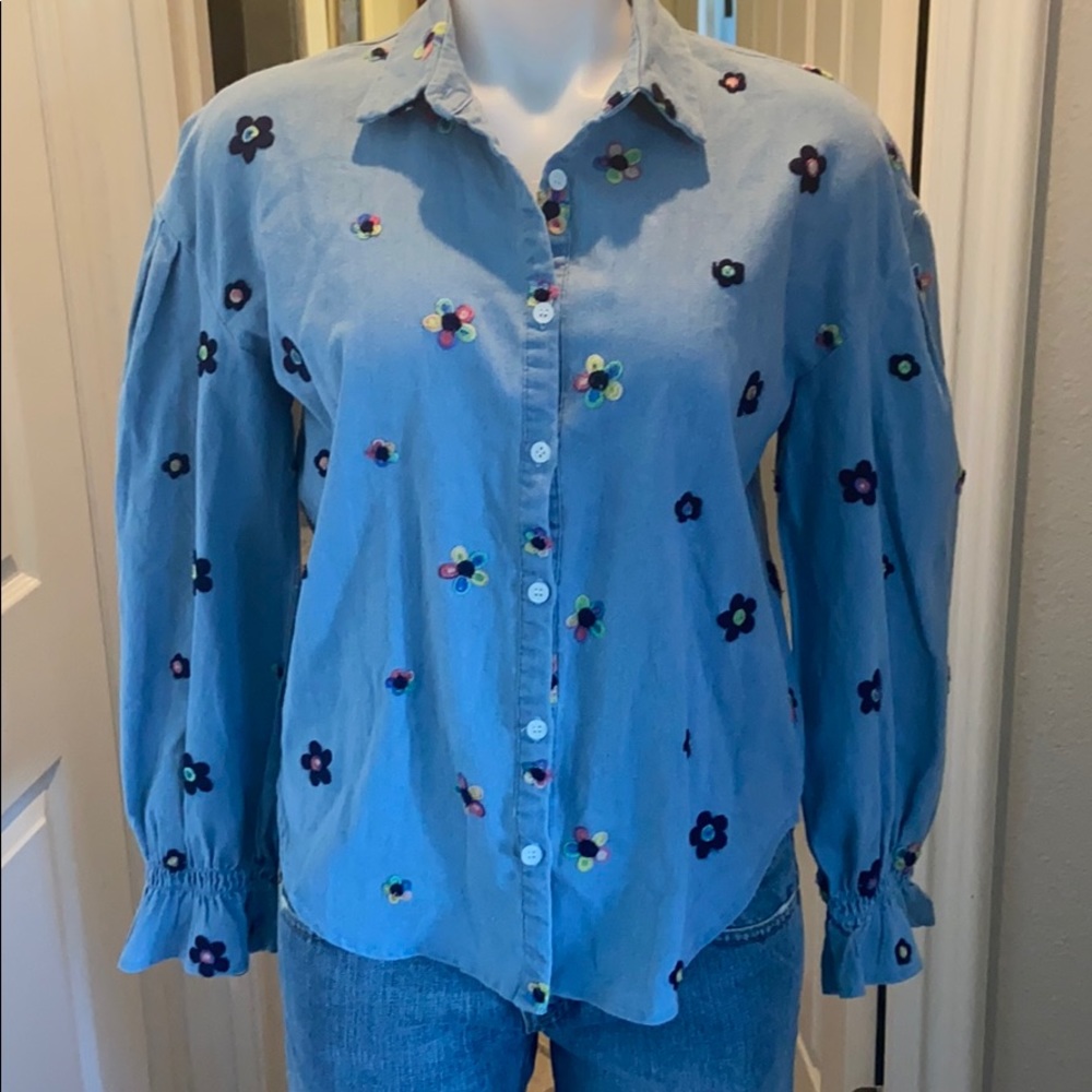 Embroidered Chambray Shirt